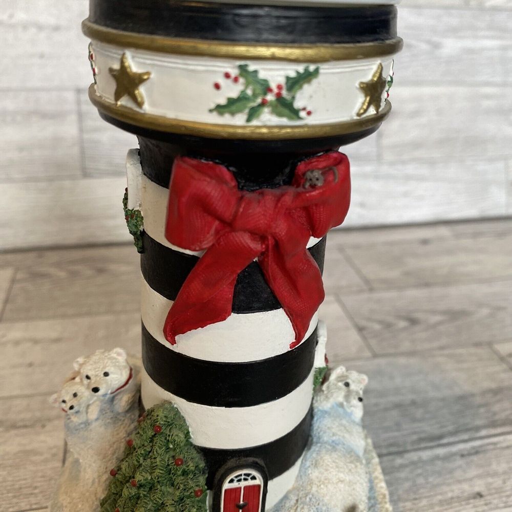 2 Danbury Mint Lighthouse Polar Lights Night Before Christmas Candlestick Votive - Picture 4 of 10